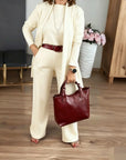 Elegante lange cardigan, top en broek, 3-delige set
