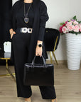 Elegante lange cardigan, top en broek, 3-delige set