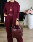 Elegante lange cardigan, top en broek, 3-delige set