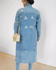 Dames denim jack met scheuren en gaten