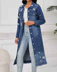 Dames denim jack met scheuren en gaten