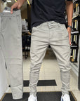 Heren slim-fit casual effen broek