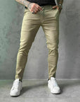 Heren slim-fit casual effen broek