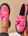 Chique, zoete platform loafers met strik