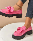 Chique, zoete platform loafers met strik