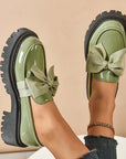 Chique, zoete platform loafers met strik