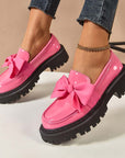Chique, zoete platform loafers met strik