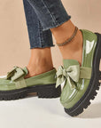 Chique, zoete platform loafers met strik