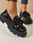Chique, zoete platform loafers met strik