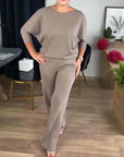 Elegante lange cardigan, top en broek, 3-delige set