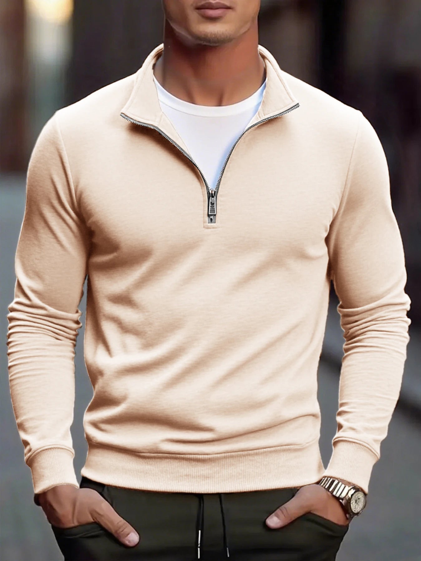 Herfstheren sweatshirts met kwartrits