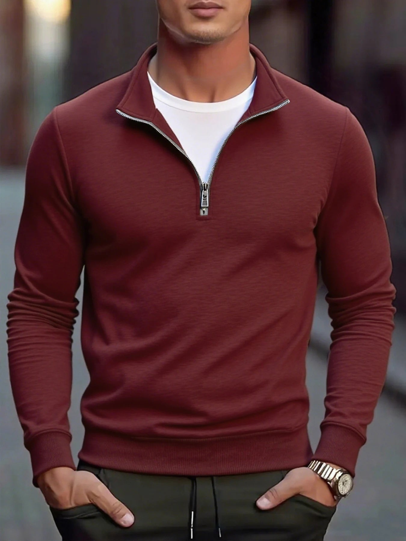 Herfstheren sweatshirts met kwartrits