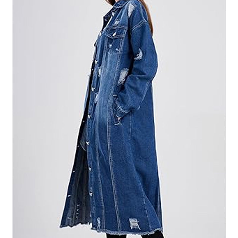 Dames denim jack met scheuren en gaten