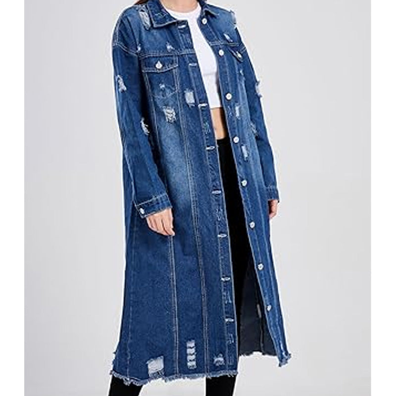 Dames denim jack met scheuren en gaten