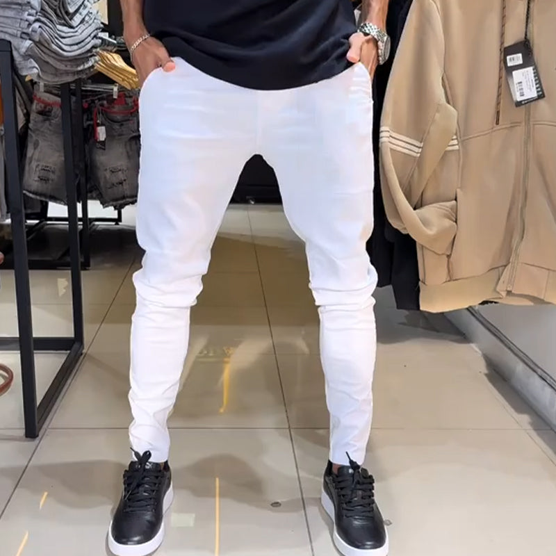 Heren slim-fit casual effen broek