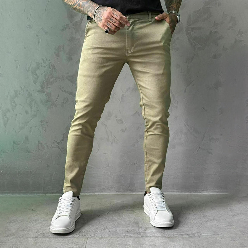Heren slim-fit casual effen broek