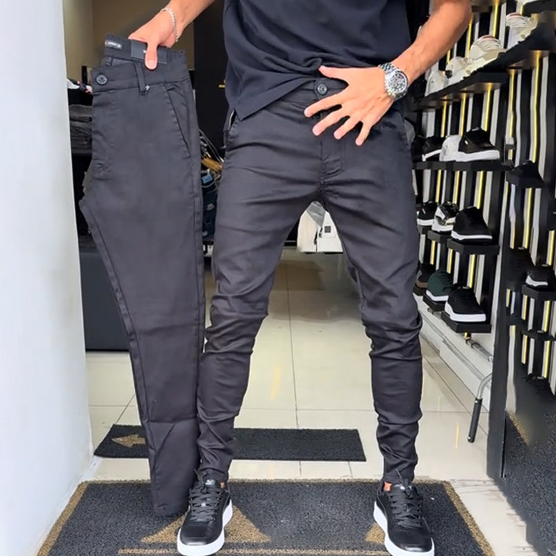 Heren slim-fit casual effen broek