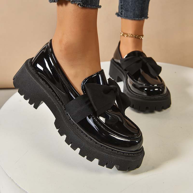 Chique, zoete platform loafers met strik